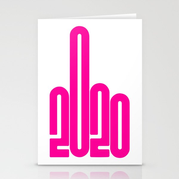 hot pink 2020 middle finger logo Stationery Cards