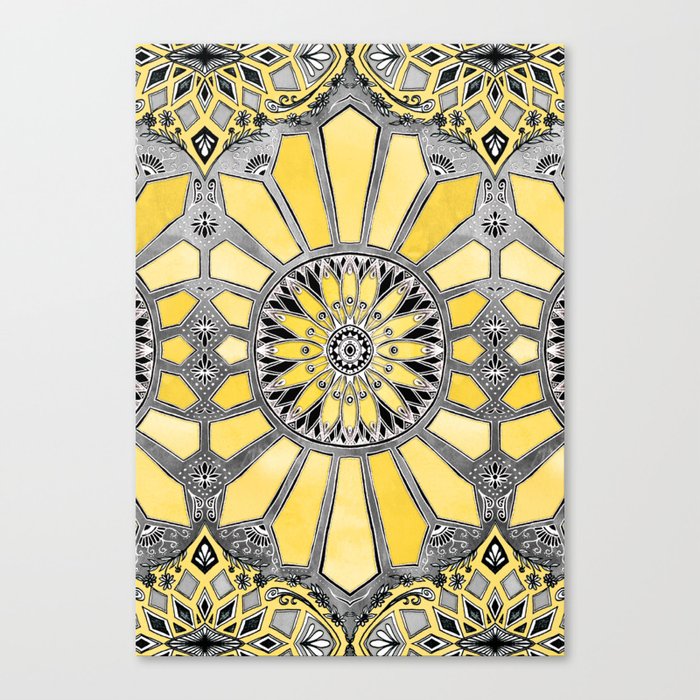 Sunny Yellow Radiant Watercolor Pattern Canvas Print