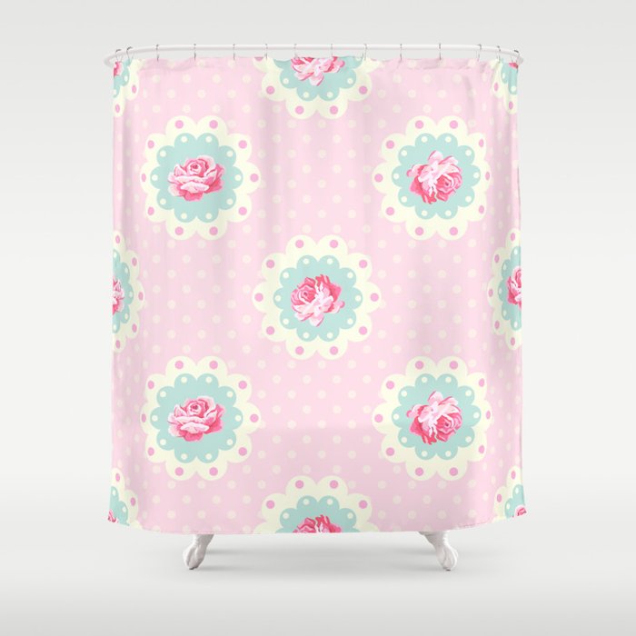 Shabby Chic Rose Pattern Shower Curtain
