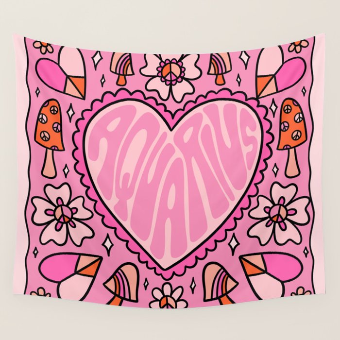 Aquarius Heart Wall Tapestry by Doodle by Meg Society6