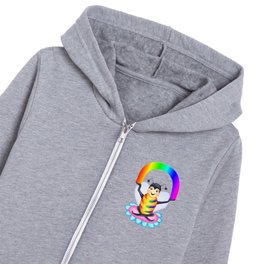 Rainbow Spectrum Bee  Kids Zip Hoodie