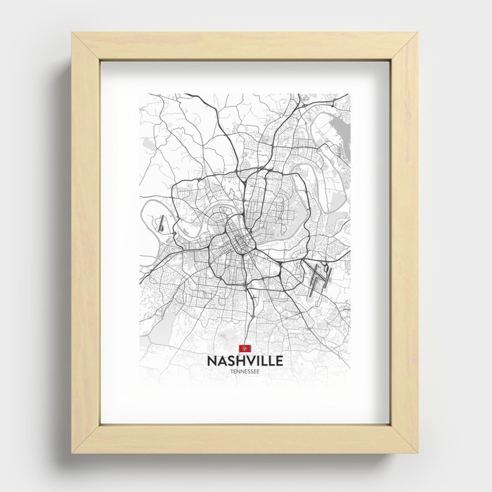 Nashville, Tennessee, United States - Light City Map Recessed Framed Print