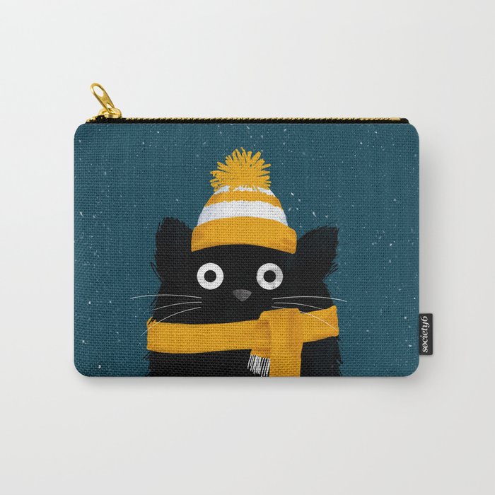 Snowy Winter Day Cat Carry-All Pouch
