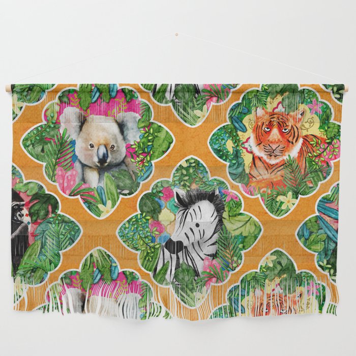 Jungle Animals Orange Wall Hanging