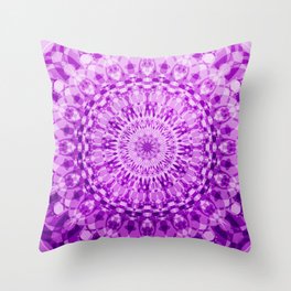 Lavender Purple Mandala Watercolor Ombre Tie Dye Throw Pillow