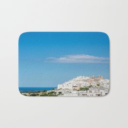 Panoramic view of the medieval white village of Ostuni Bath Mat | Cathedral, Travel, Italy, White, Photo, Countryside, Summer, Cityscape, Sun, Medieval 