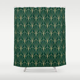 Art Deco Vector in Green and Gold Shower Curtain