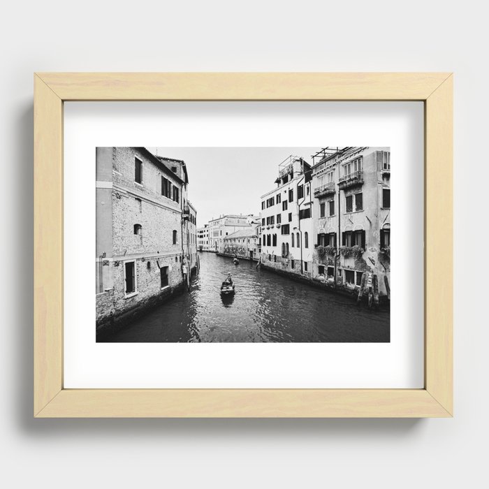 Venice, Italy, Film Photo, Analog, Black and White Recessed Framed Print