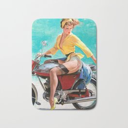 Motorcycle Pinup Girl Bath Mat