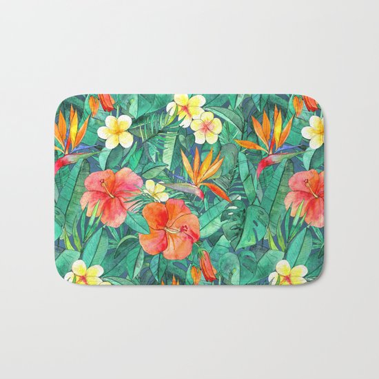 Classic Tropical Garden Bath Mat