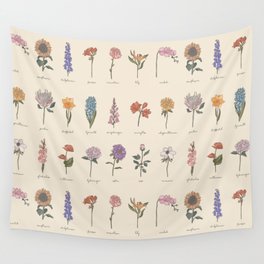 Botanic Flower Identification Wall Tapestry