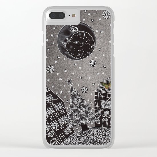 'Twas a Moonlit Winter Night Clear iPhone Case