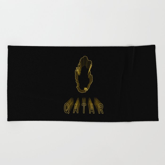Map of Qatar, Gold Map Beach Towel by Allexxandarx Society6
