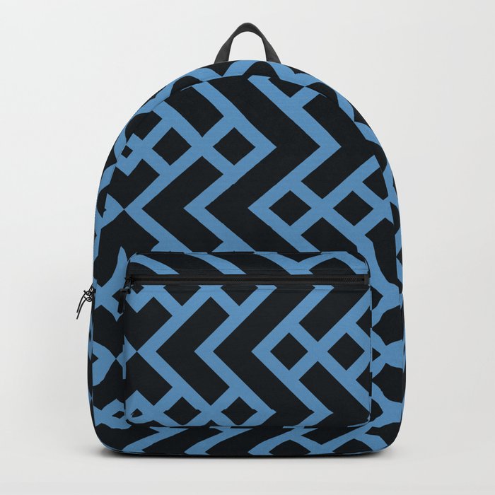 Blue Black Tessellation Line Pattern Abstract Geometric Tranquil Blue 114-57-24 Spring Summer 2023 Backpack