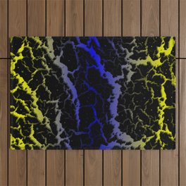 Cracked Space Lava - Yellow/Blue Outdoor Rug