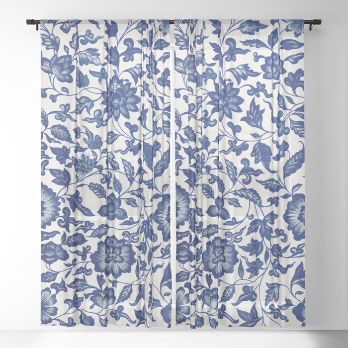 Chinese Floral Pattern 2 Sheer Curtain