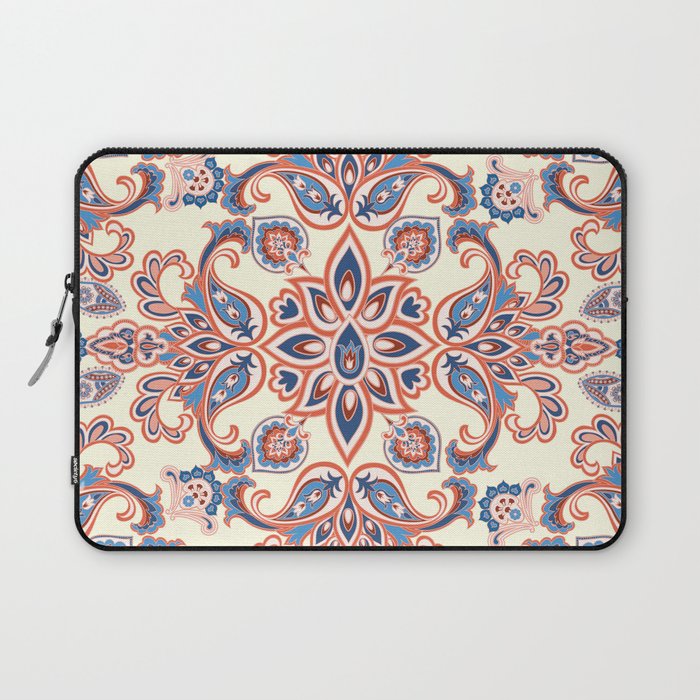 Ornamental Ethnic Bohemian Pattern XVI Cream Coral Laptop Sleeve