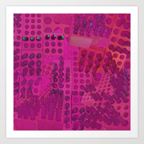 I Love You Letter Punches Abstract Pink Art Print