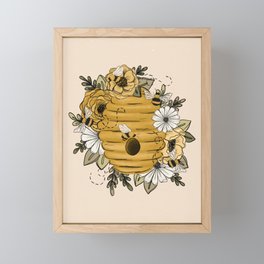 Beehive Florals by KT'sCanvases Framed Mini Art Print