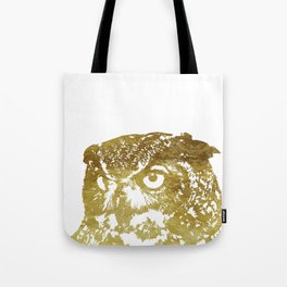 Faux Gold Foil Owl Tote Bag
