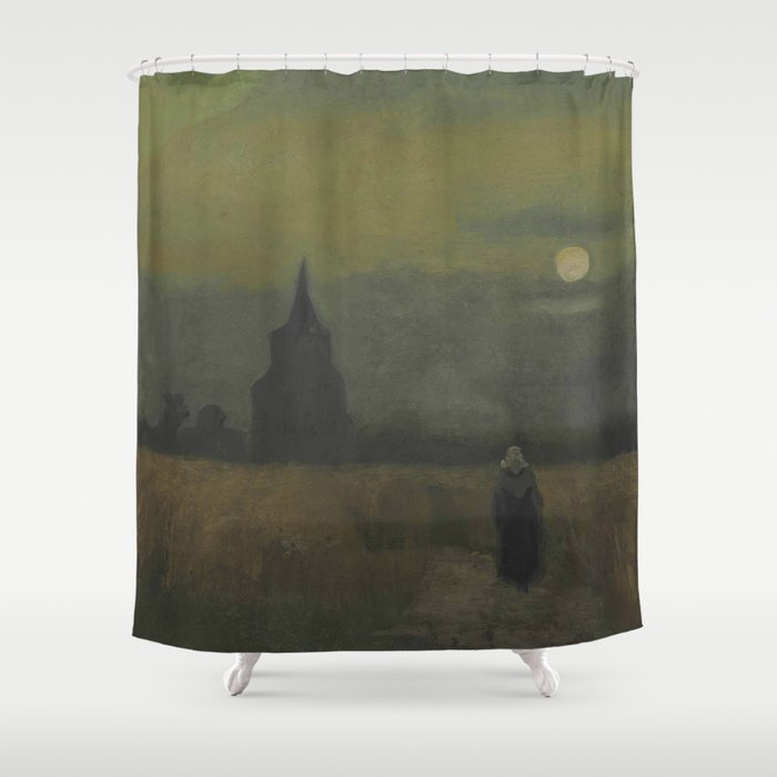 Vincent van Gogh - The Old Tower at Dusk Shower Curtain