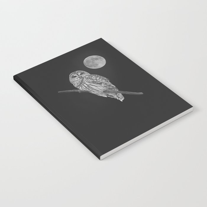Owl, See the Moon: Barred Owl (bw) Notebook
