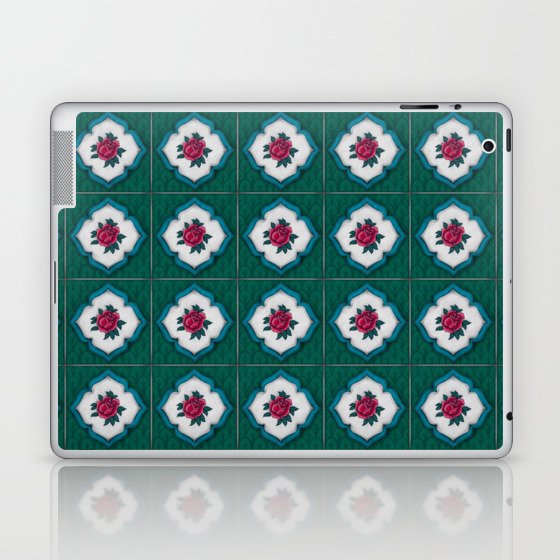 Peranakan Tiles (Textured Rose Green) Laptop & iPad Skin