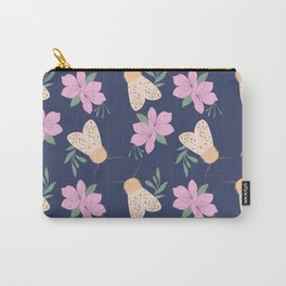 Cute Moth with Cherry Blossom Carry-All Pouch | Graphicdesign, Nature, Natural, Butterfly, Cherryblossom, Moth, Digital, Pattern, Blossom, Bloom 