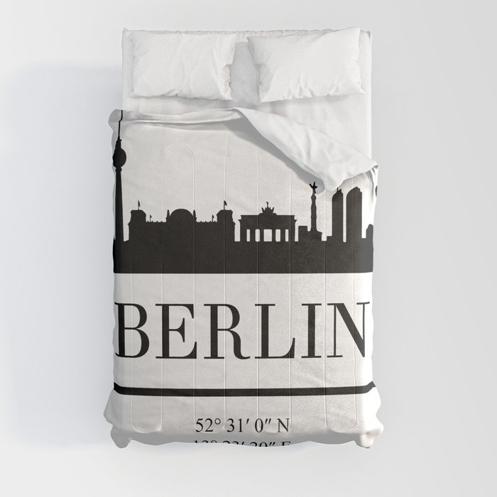 BERLIN GERMANY BLACK SILHOUETTE SKYLINE ART Comforter