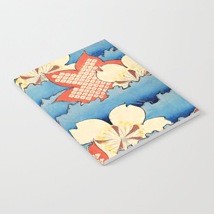 Blossom On Blue Vintage Japanese Print Notebook