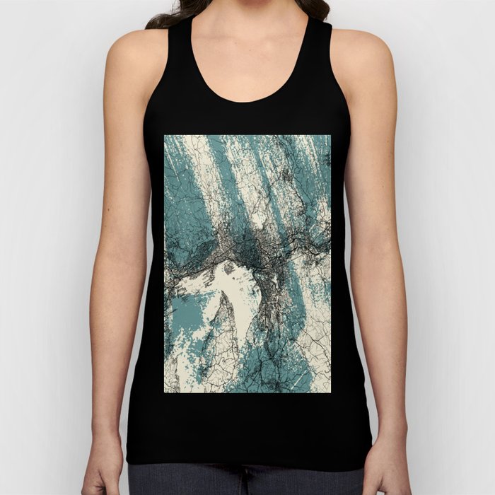 Norway, Oslo - Illustrated Map Drawing - Monochrome  Tank Top