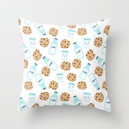 Milk and cookies pattern white cute kids decor boys or girls room design Throw Pillow