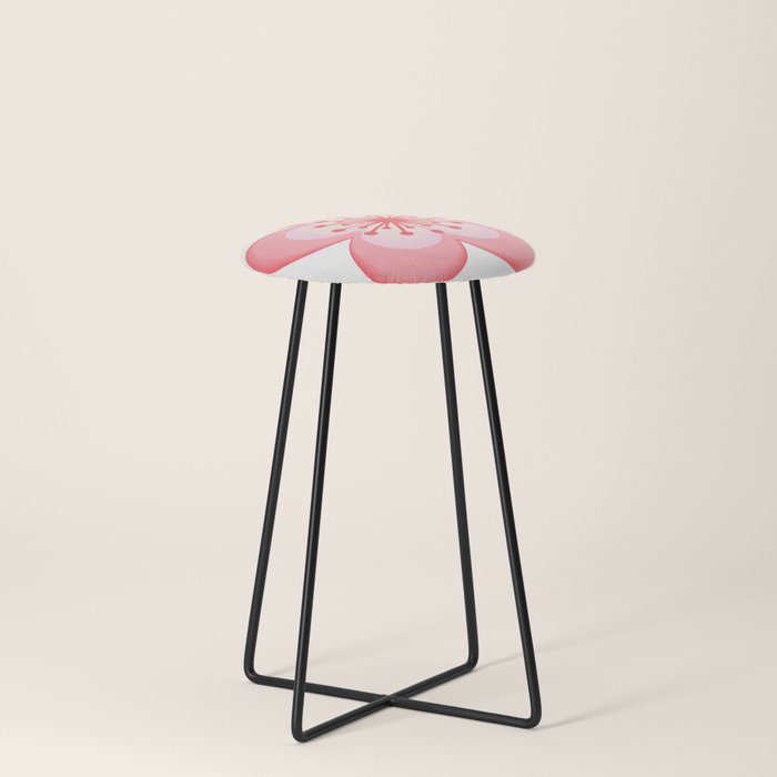 cherry blossom. Pink flower with five petals. Counter Stool by