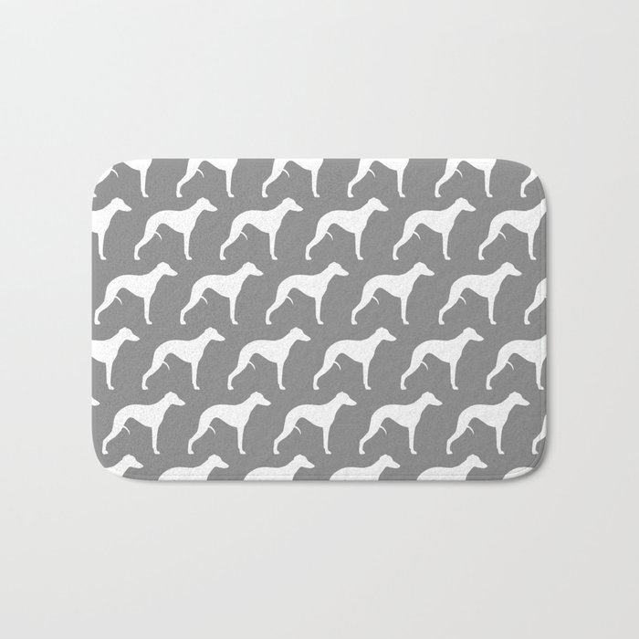 White Whippet Silhouette Bath Mat