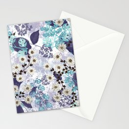 Purple and Teal Flowers Stationery Card