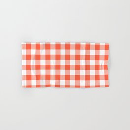 coral and white bath towels