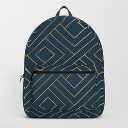 Benjamin Moore Hidden Sapphire Elegant Gold Geometric Pattern With Gold Shimmer Backpack