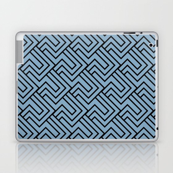 Black and Blue Minimal Line Art Pattern 2 Pairs Dulux 2022 Popular Colour Sky View Laptop & iPad Skin