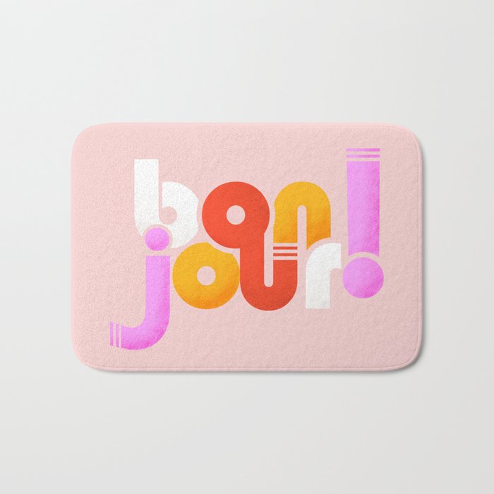 bonjour - french typography Bath Mat