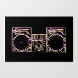 Turntable and Mixer illustration - sketch / drawing Canvas Print