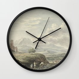 Italian Landscape, Daniël Dupré, after Karel du Jardin, 1761 - 1800 Wall Clock | Background, Travel, Scenic, Summer, Sunrise, View, Morning, Outdoor, Photo, Sky 