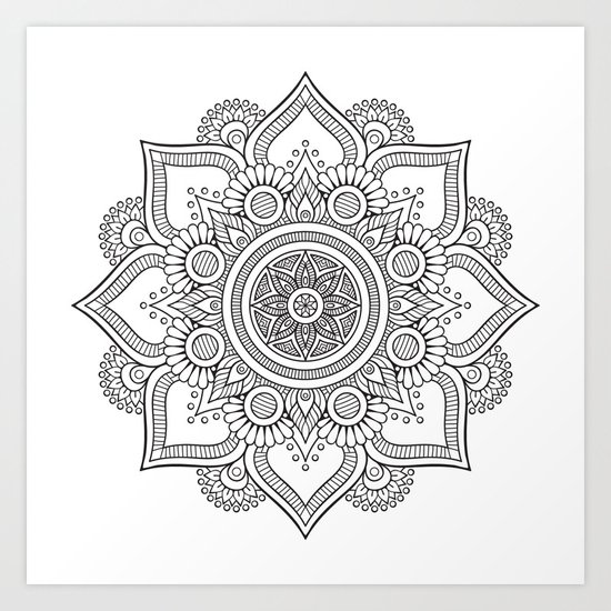 Black and white mandala Art Print