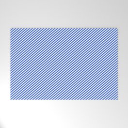 [ Thumbnail: Mint Cream & Royal Blue Colored Lines/Stripes Pattern Welcome Mat ]