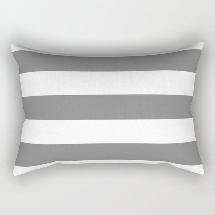 Gray (HTML/CSS gray) -  solid color - white stripes pattern Rectangular Pillow