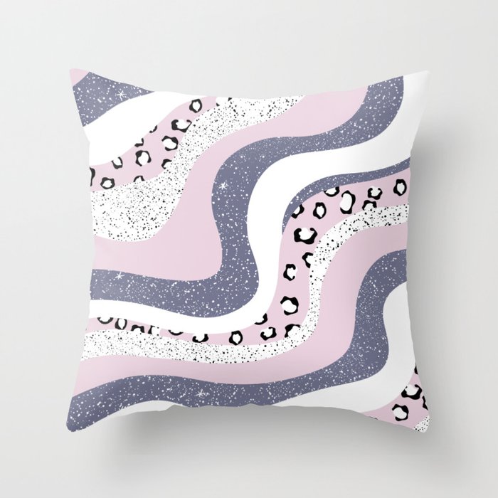 Modern groovy design with aesthetic vibes pink and purple Throw Pillow