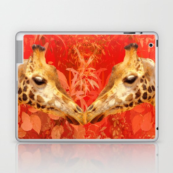 Face to face - beautiful giraffes - love is in the air #decor #society6 #buyart Laptop & iPad Skin