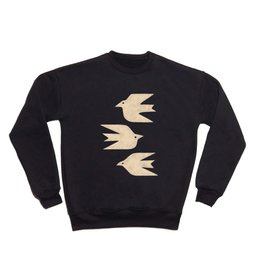 Doves In Flight Crewneck Sweatshirt | Graphic, Birds, Curated, Abstract, Flying, Illustration, Digital, Black And White, Animal, Pattern 