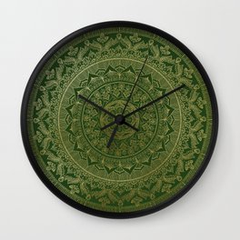 Mandala Royal - Green and Gold Wall Clock