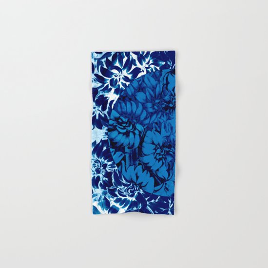 blue floral circle on blue floral Hand & Bath Towel