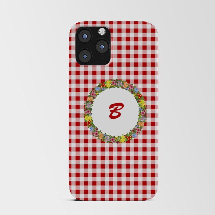 Floral Monogram - red B iPhone Card Case